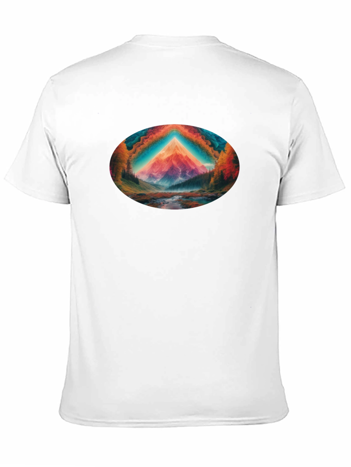 Vibrant Mountain Scene Black T-Shirt