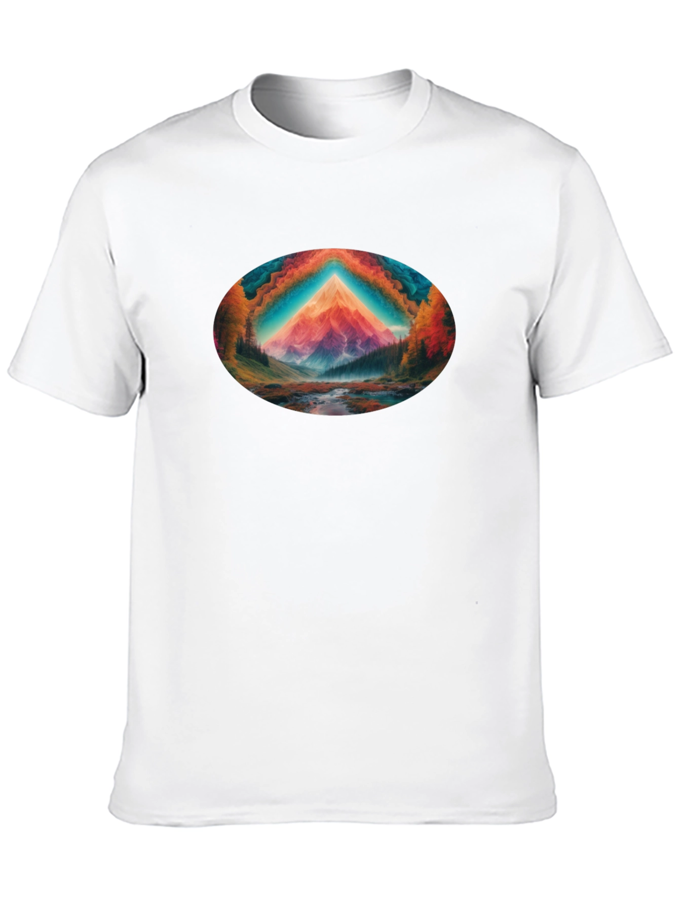 Vibrant Mountain Scene Black T-Shirt