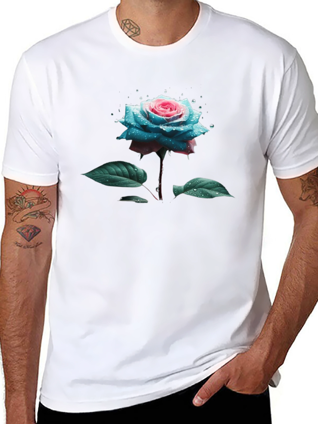 Floral Rose T-Shirt - Black