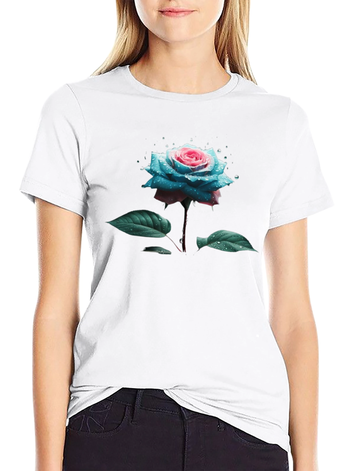 Floral Rose T-Shirt - Black