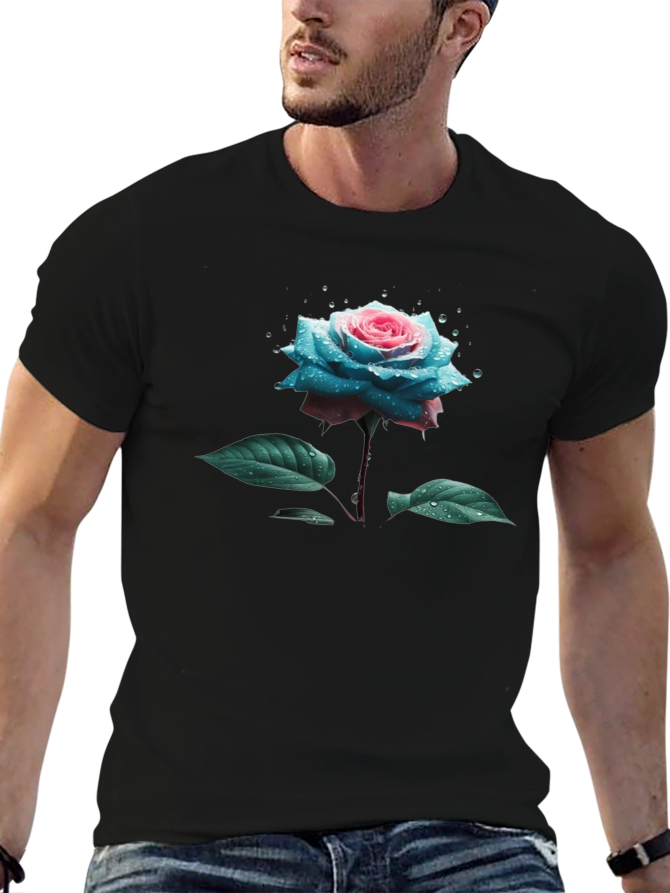 Floral Rose T-Shirt - Black