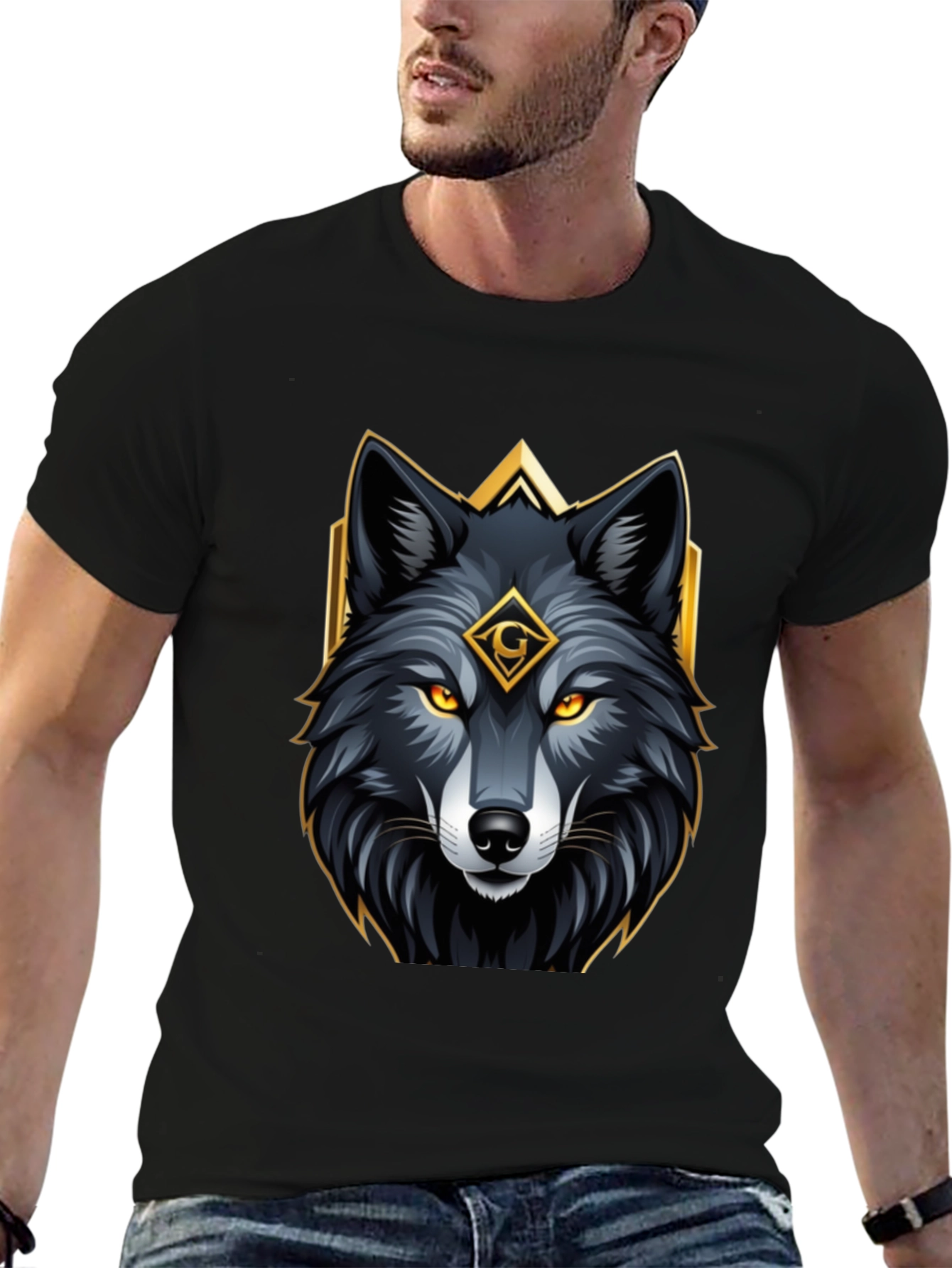 Wolf Graphic Tee - Black Bold Animal Design