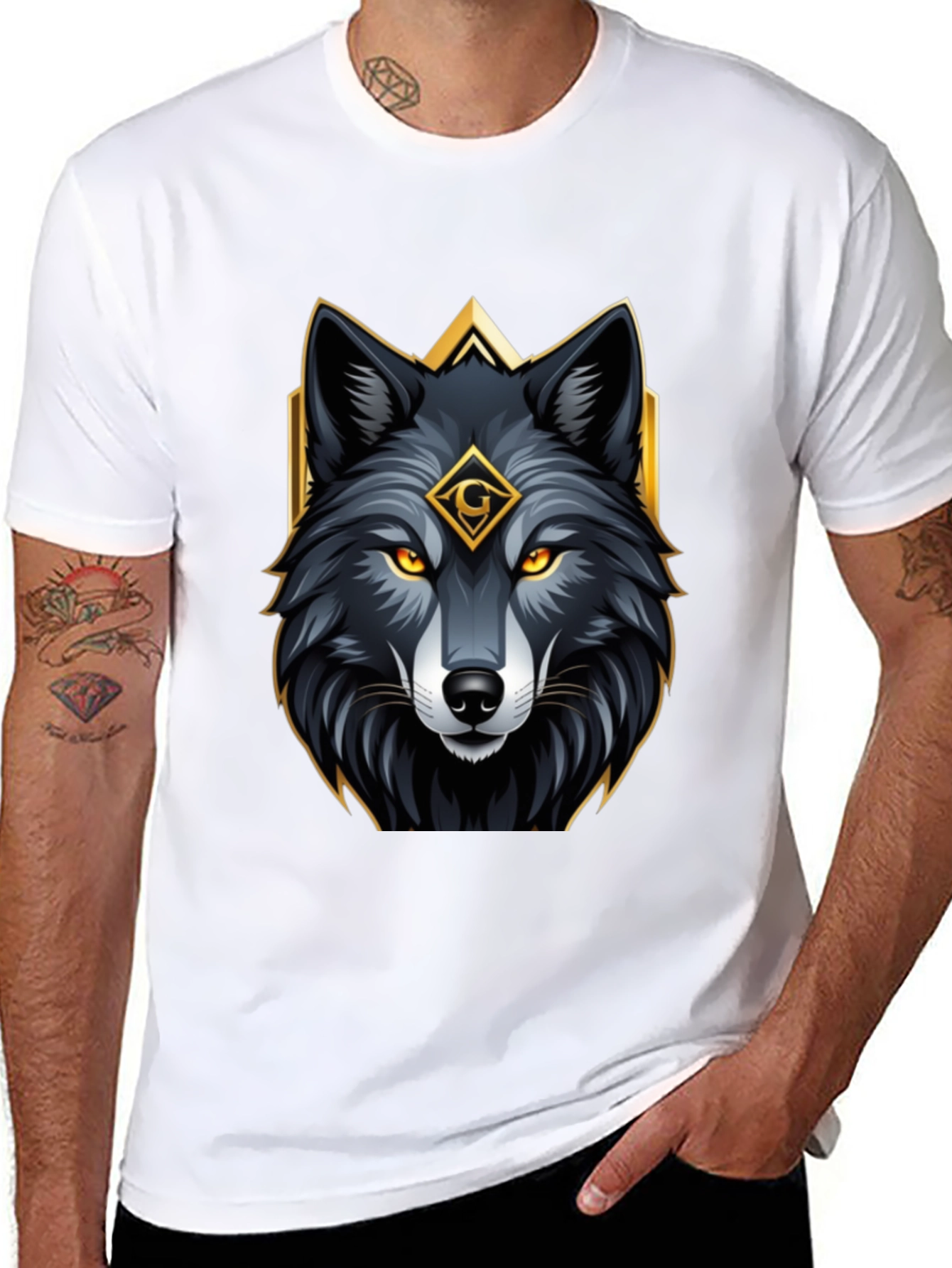 Wolf Graphic Tee - Black Bold Animal Design