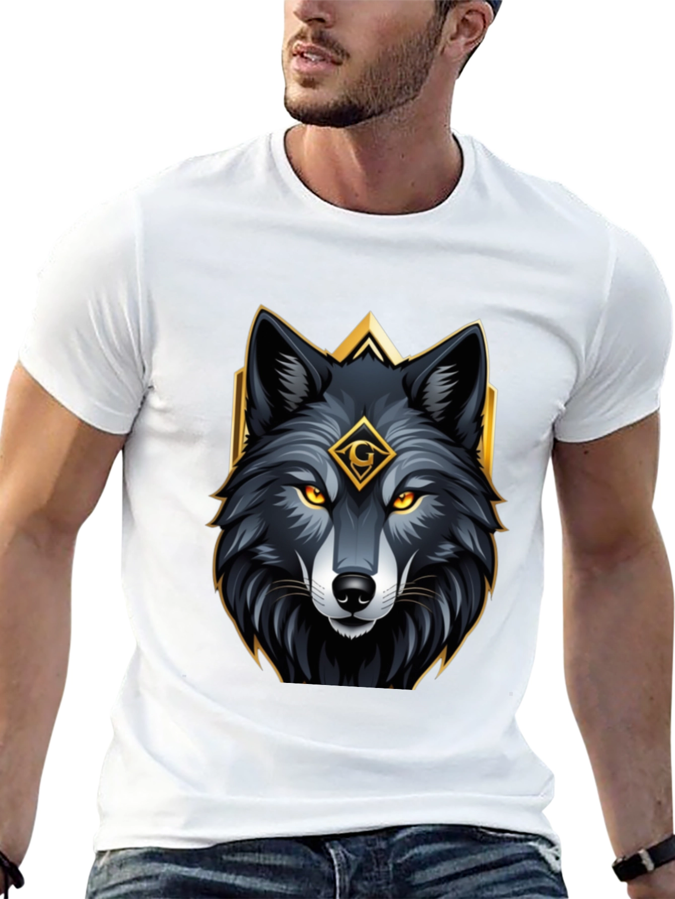 Wolf Graphic Tee - Black Bold Animal Design