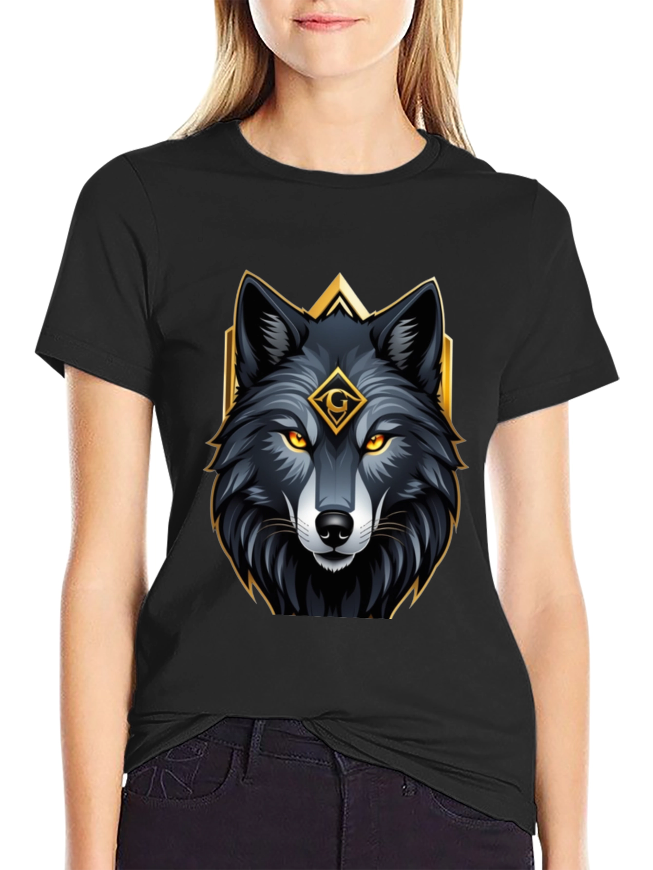 Wolf Graphic Tee - Black Bold Animal Design