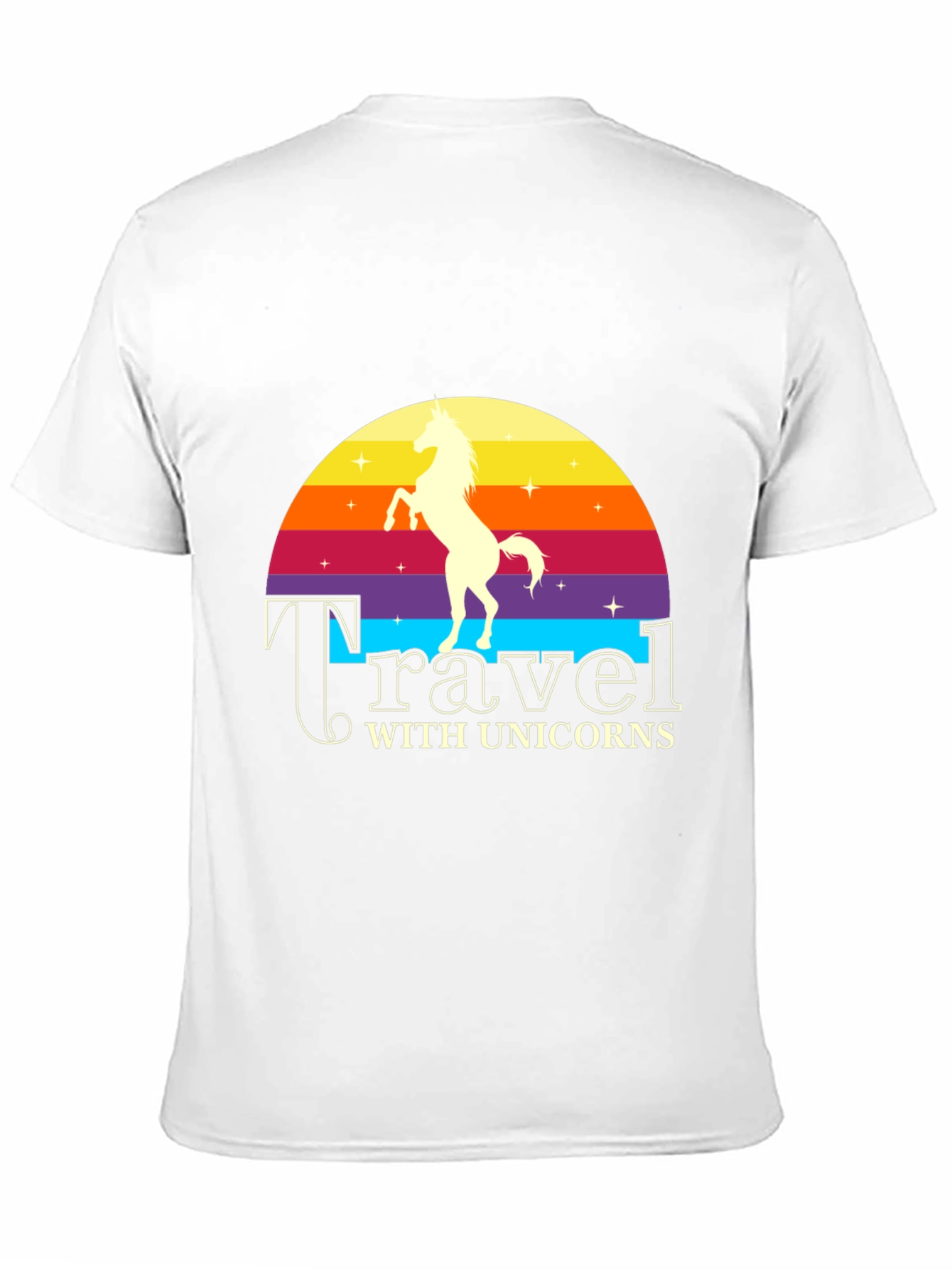 Travel with Unicorns Black Graphic T-Shirt