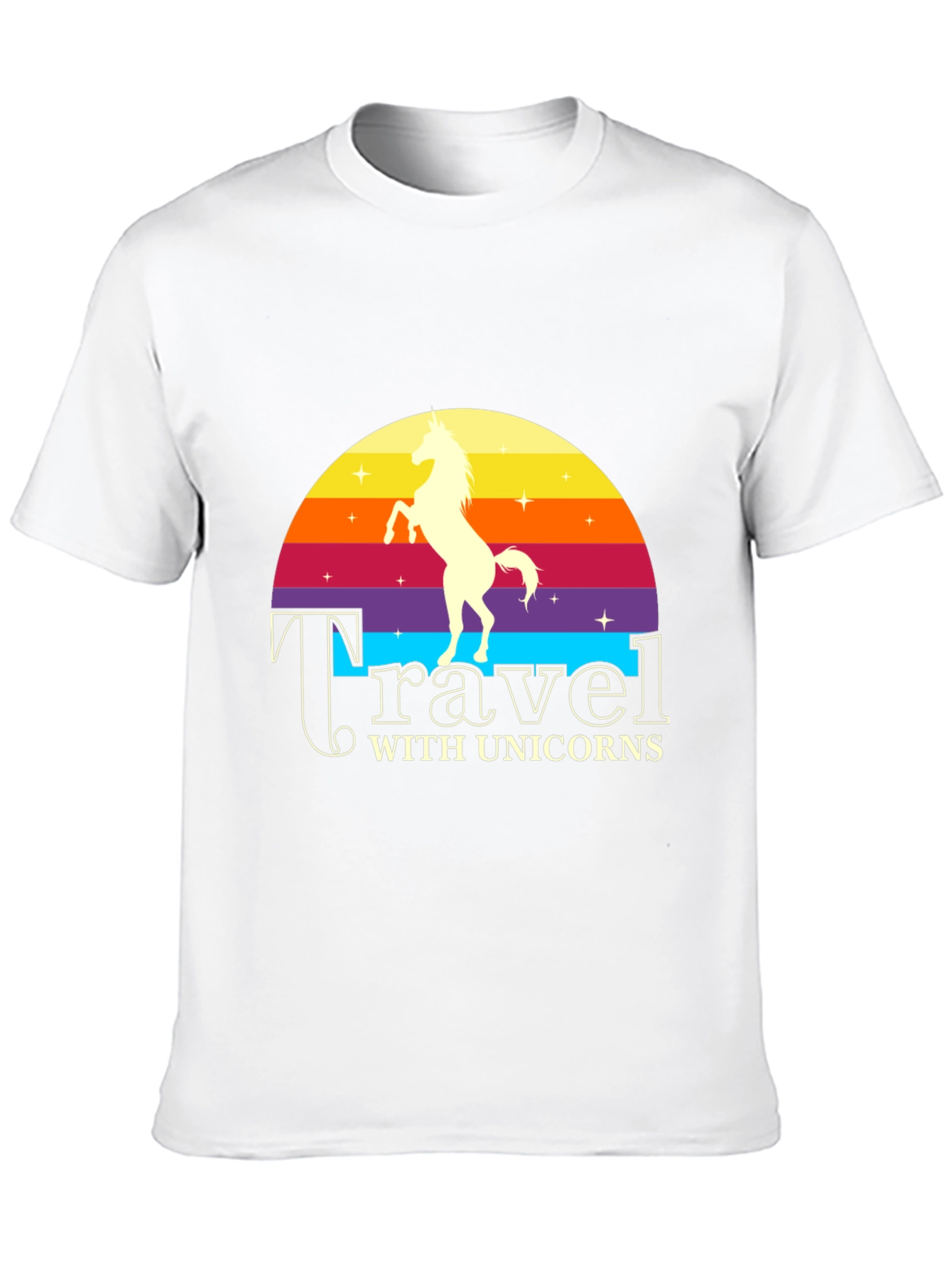 Travel with Unicorns Black Graphic T-Shirt