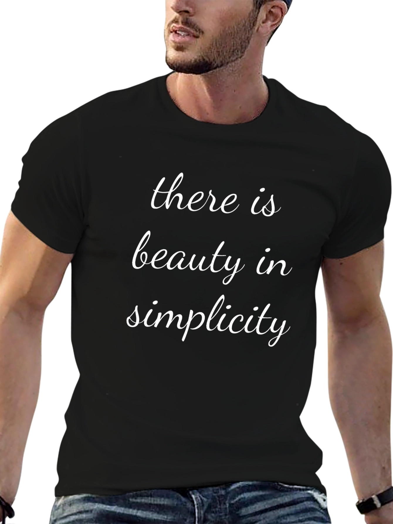Beauty in Simplicity Black Graphic T-Shirt