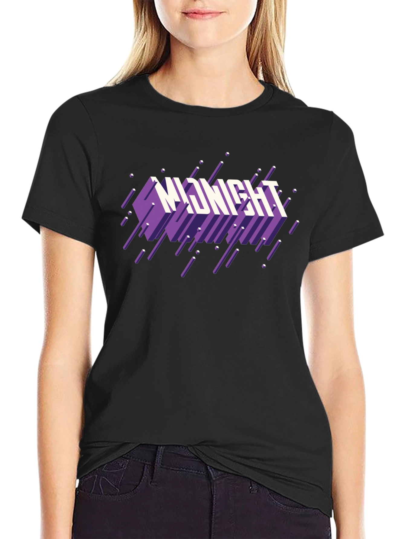 Midnight Graphic Print Black T-Shirt