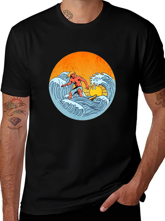 Surfer Graphic Tee - Retro Wave Rider T-Shirt