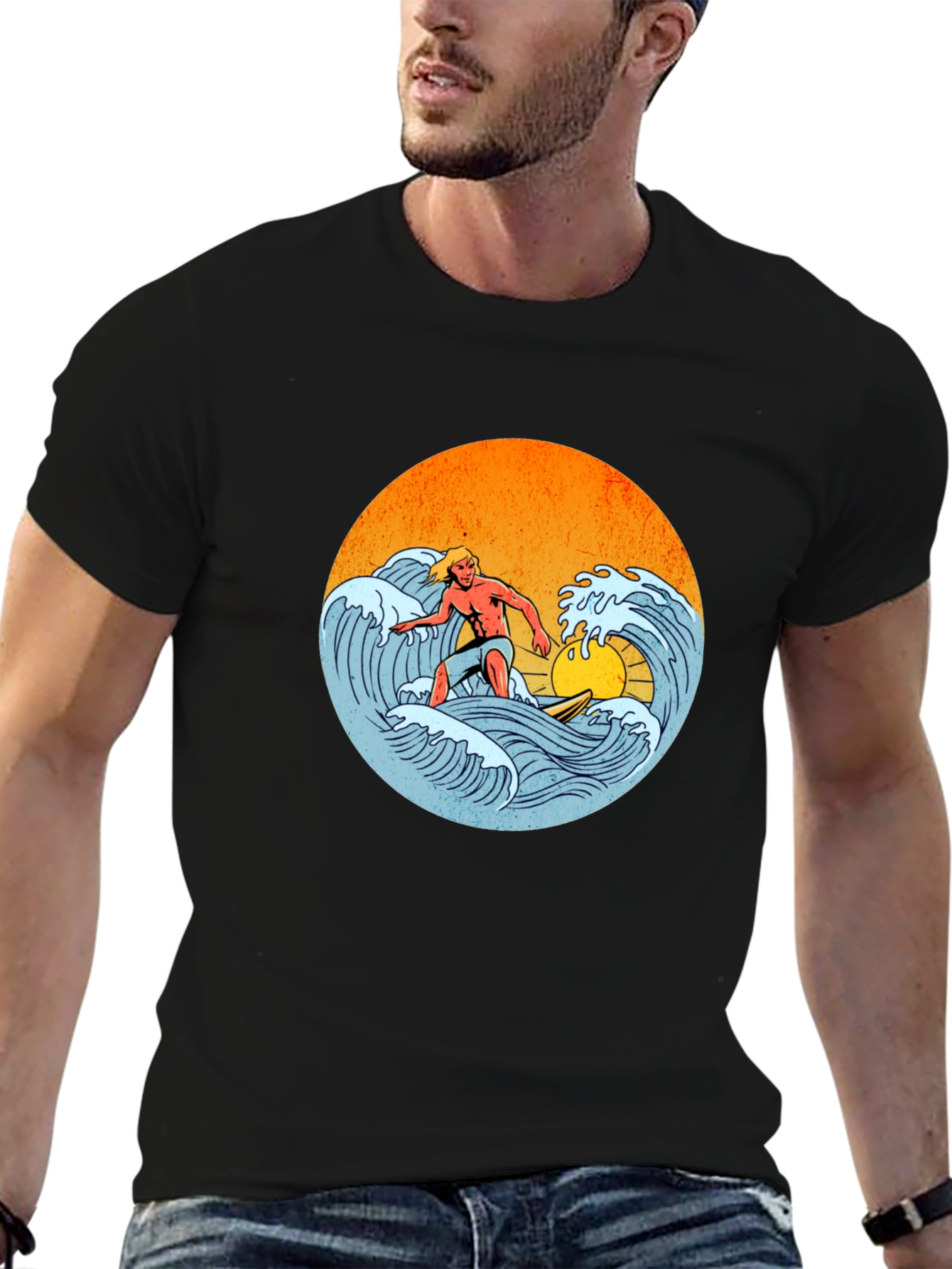 Surfer Graphic Tee - Retro Wave Rider T-Shirt