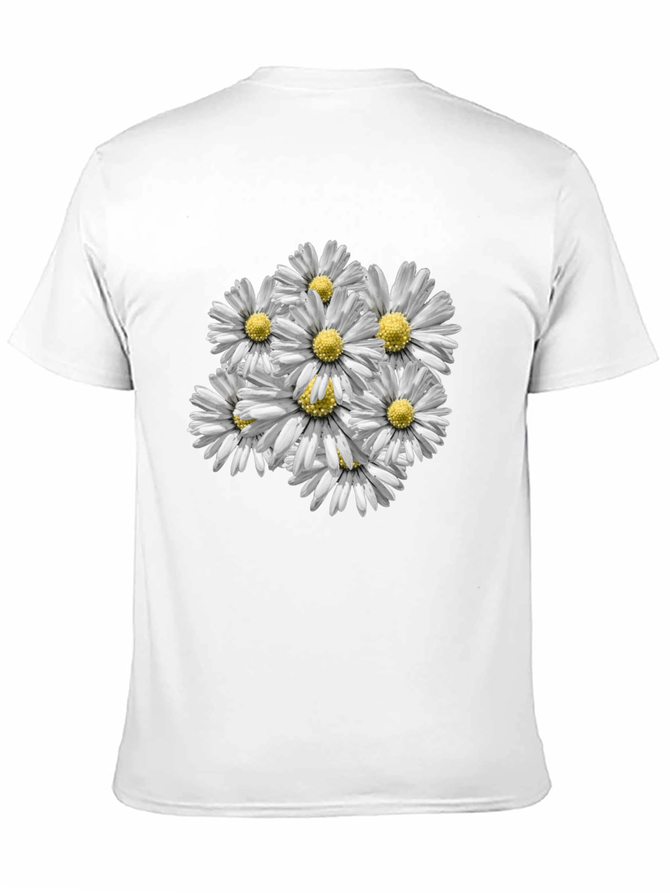 Floral Daisy Print Black T-Shirt