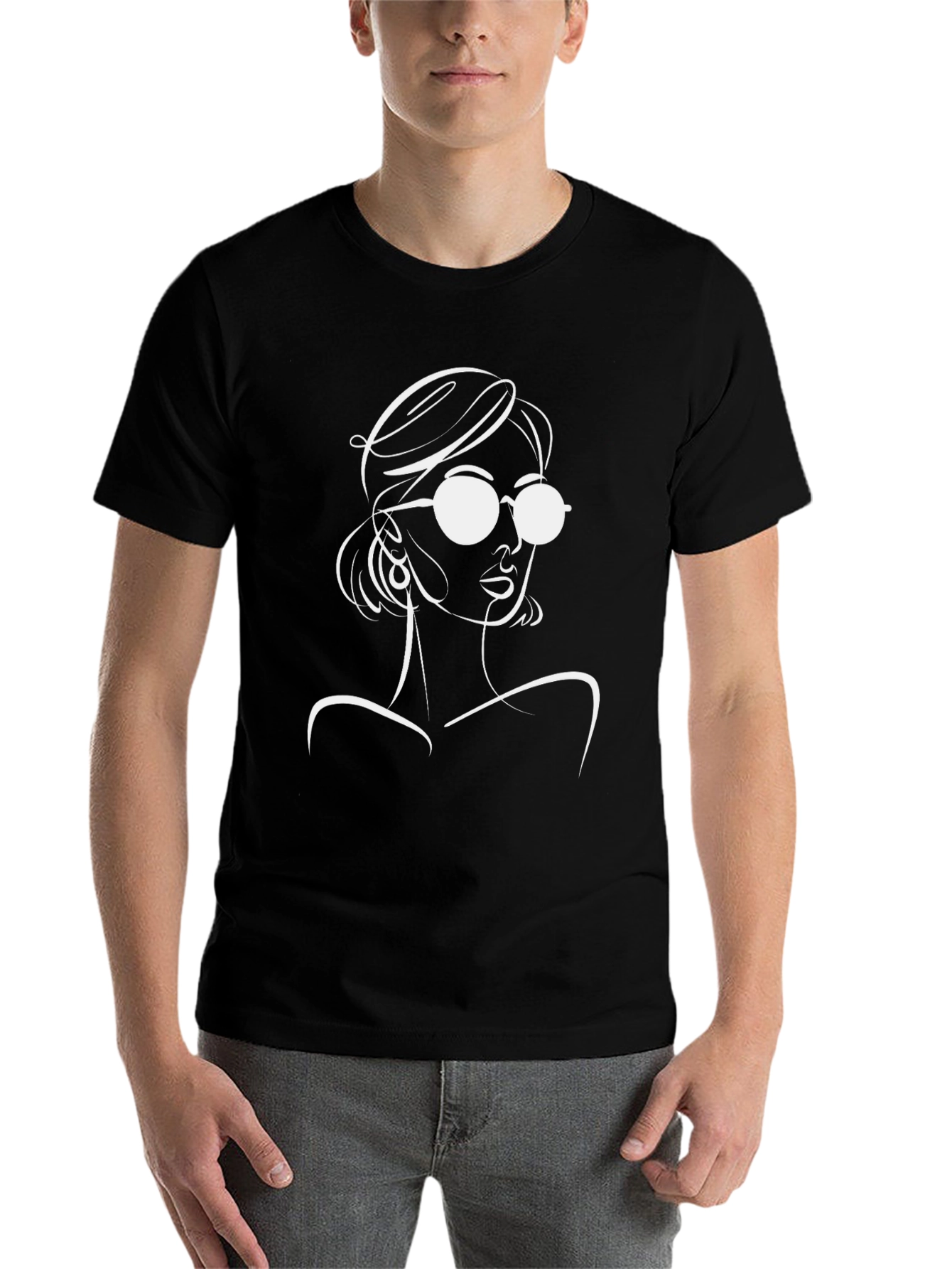 Stylish Black T-Shirt with Woman Graphic