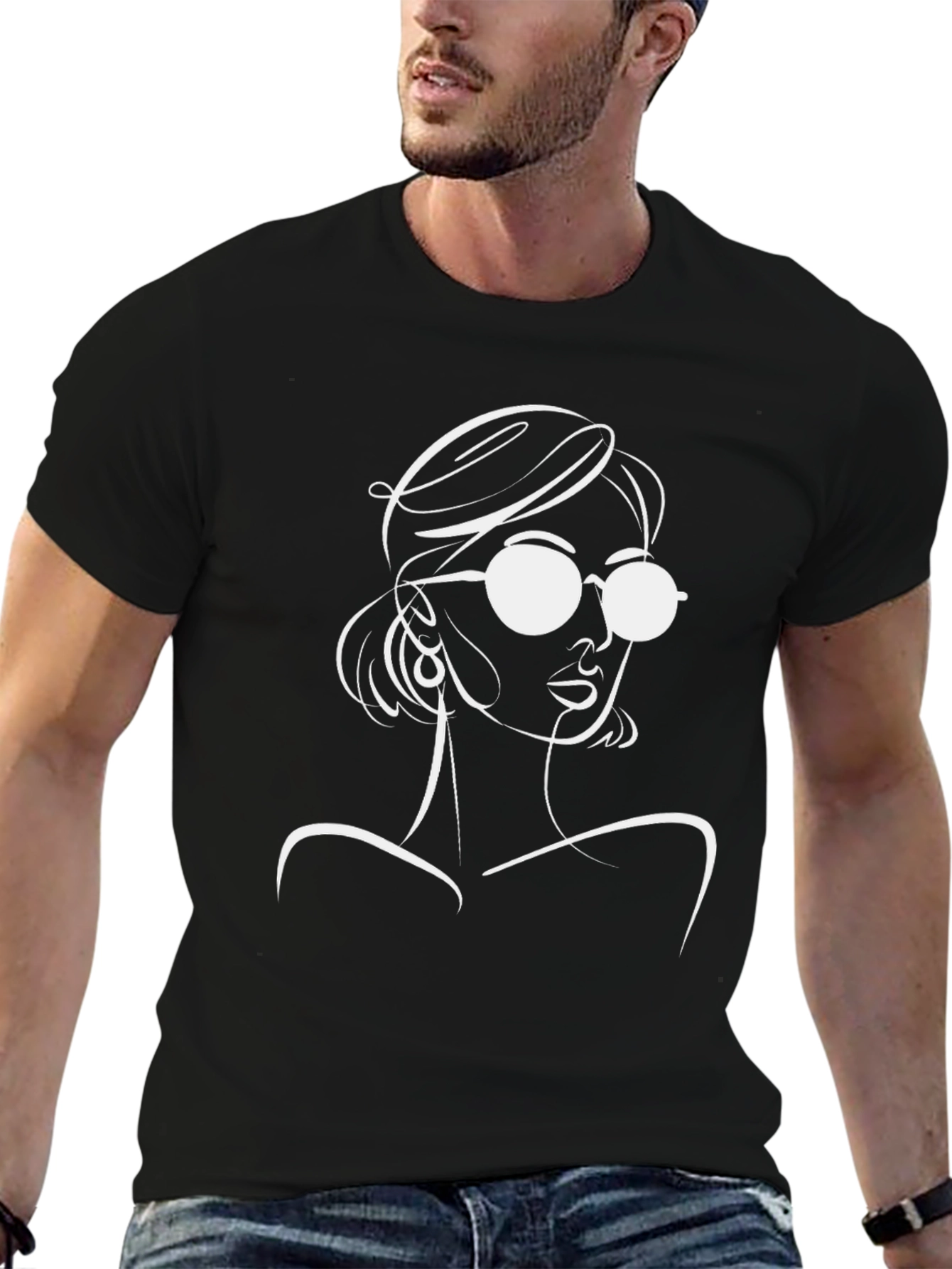 Stylish Black T-Shirt with Woman Graphic
