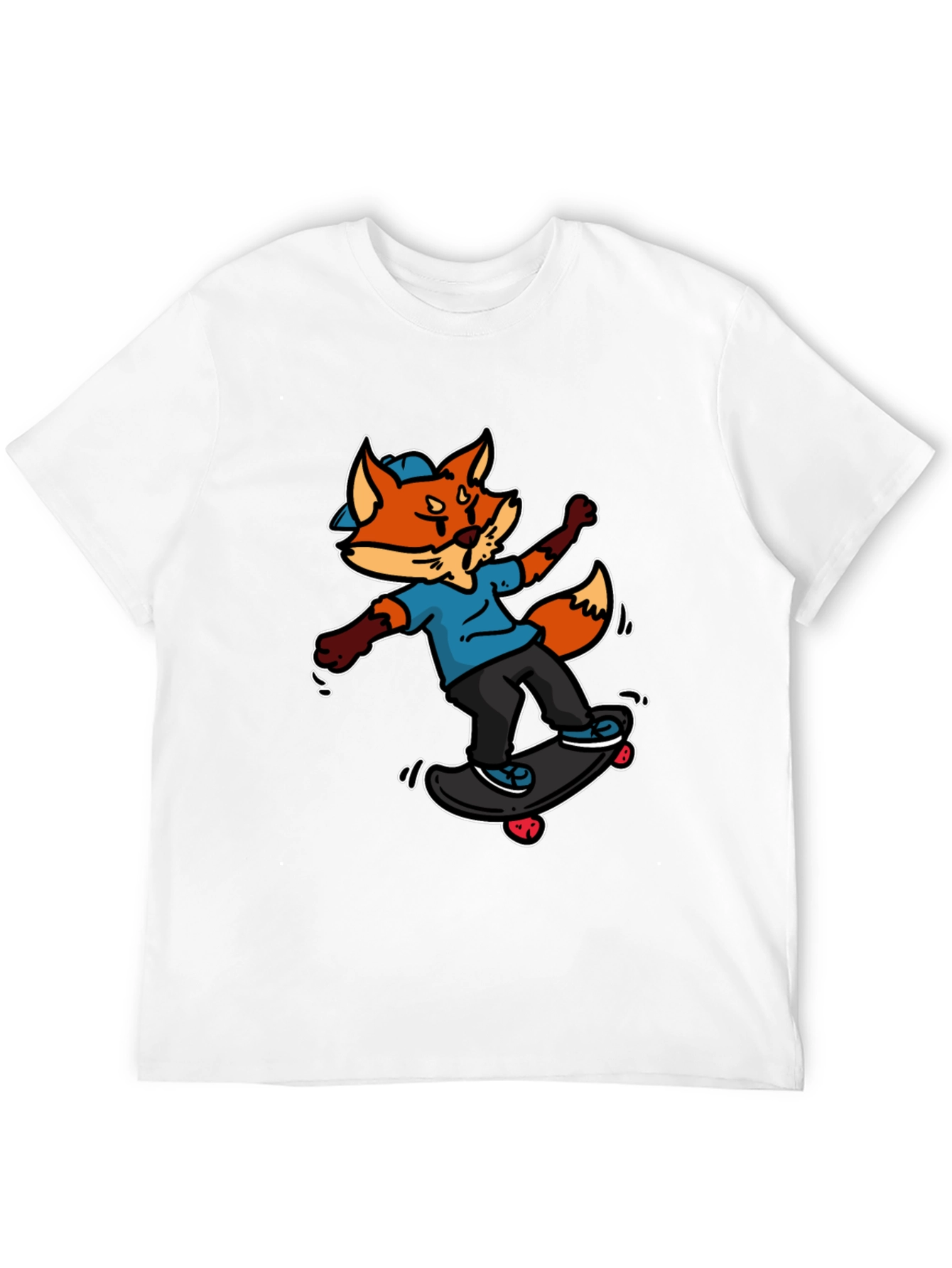 Skateboarding Fox Graphic Tee - Cool Cartoon Design