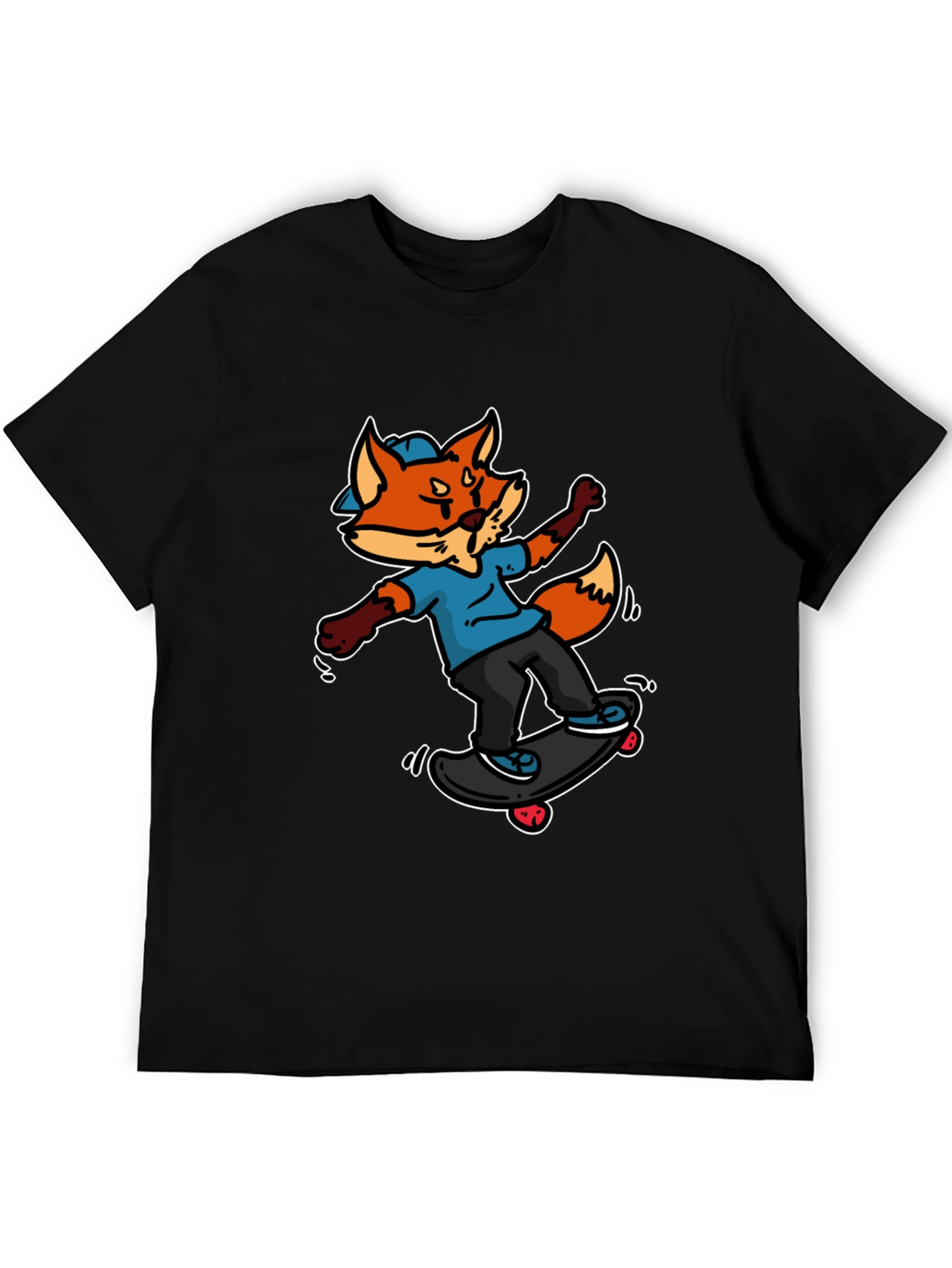 Skateboarding Fox Graphic Tee - Cool Cartoon Design