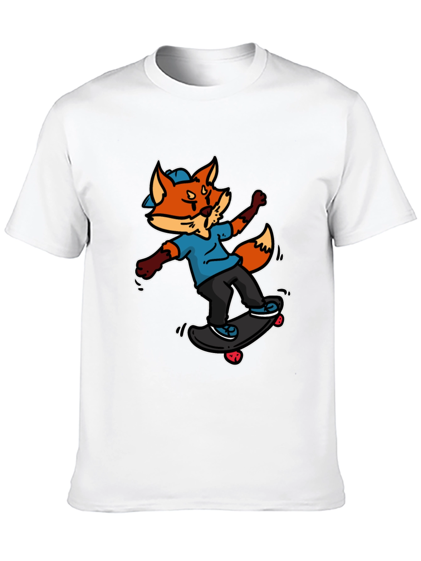Skateboarding Fox Graphic Tee - Cool Cartoon Design