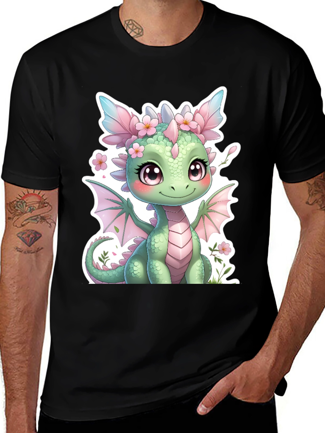 Cute Dragon Graphic Tee - Stylish Black T-Shirt