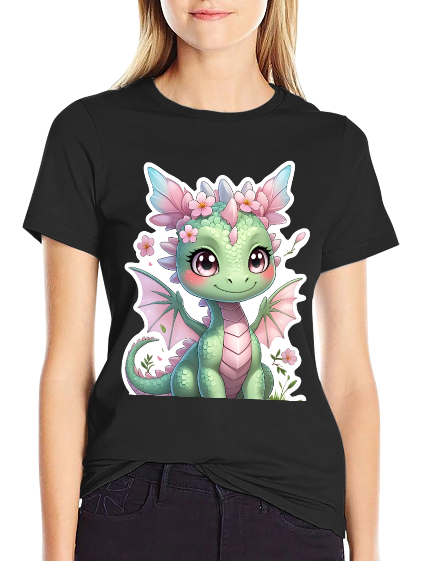 Cute Dragon Graphic Tee - Stylish Black T-Shirt