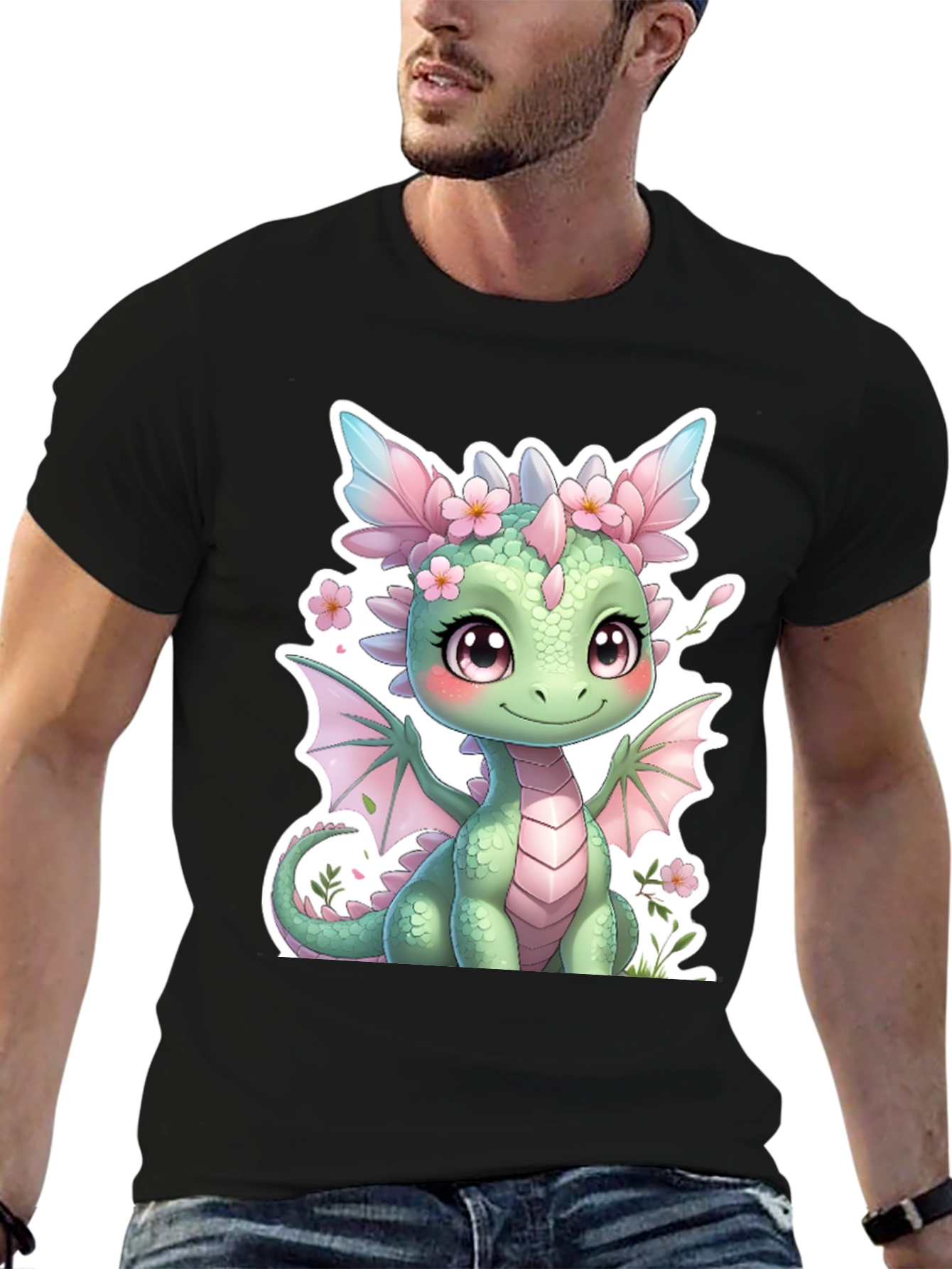 Cute Dragon Graphic Tee - Stylish Black T-Shirt
