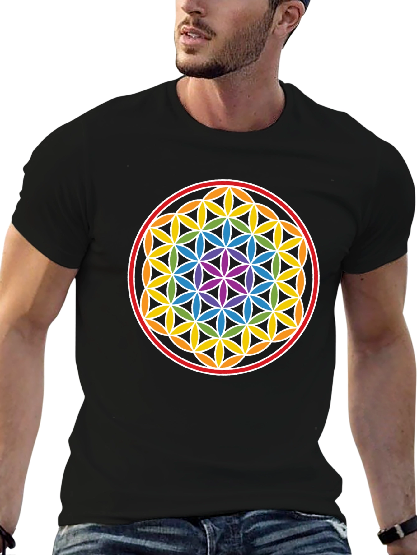 Flower of Life Chakra T-Shirt - Sacred Geometry Tee