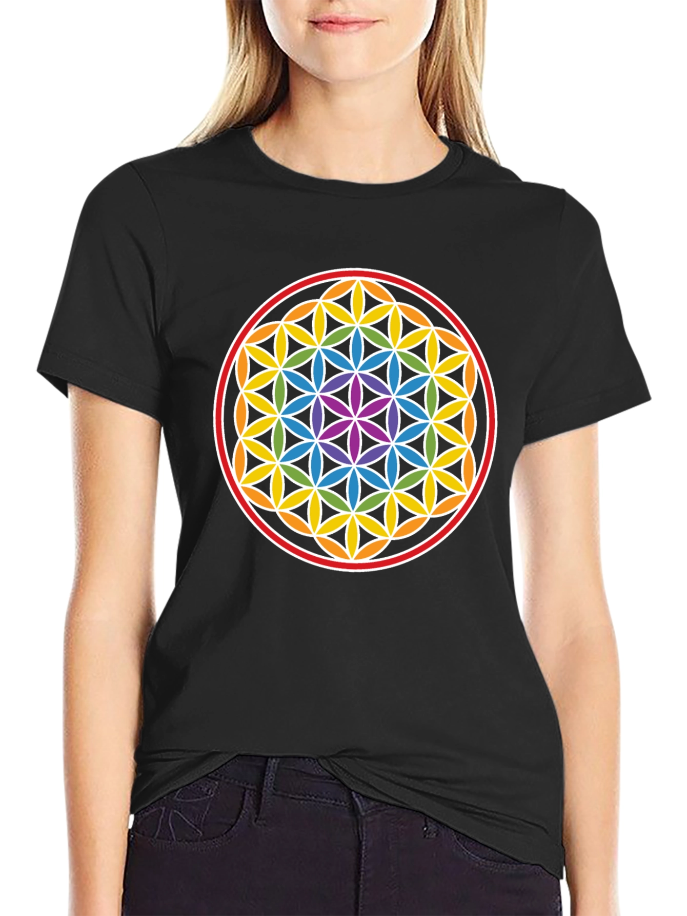 Flower of Life Chakra T-Shirt - Sacred Geometry Tee