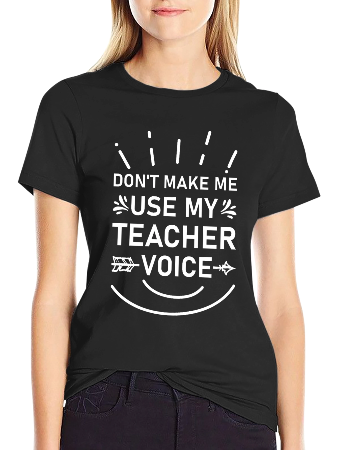 Funny Teacher Voice Graphic Tee - Black Cotton T-Shirt