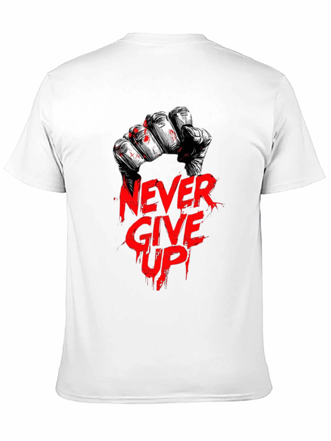 Never Give Up Graphic Print Black T-Shirt