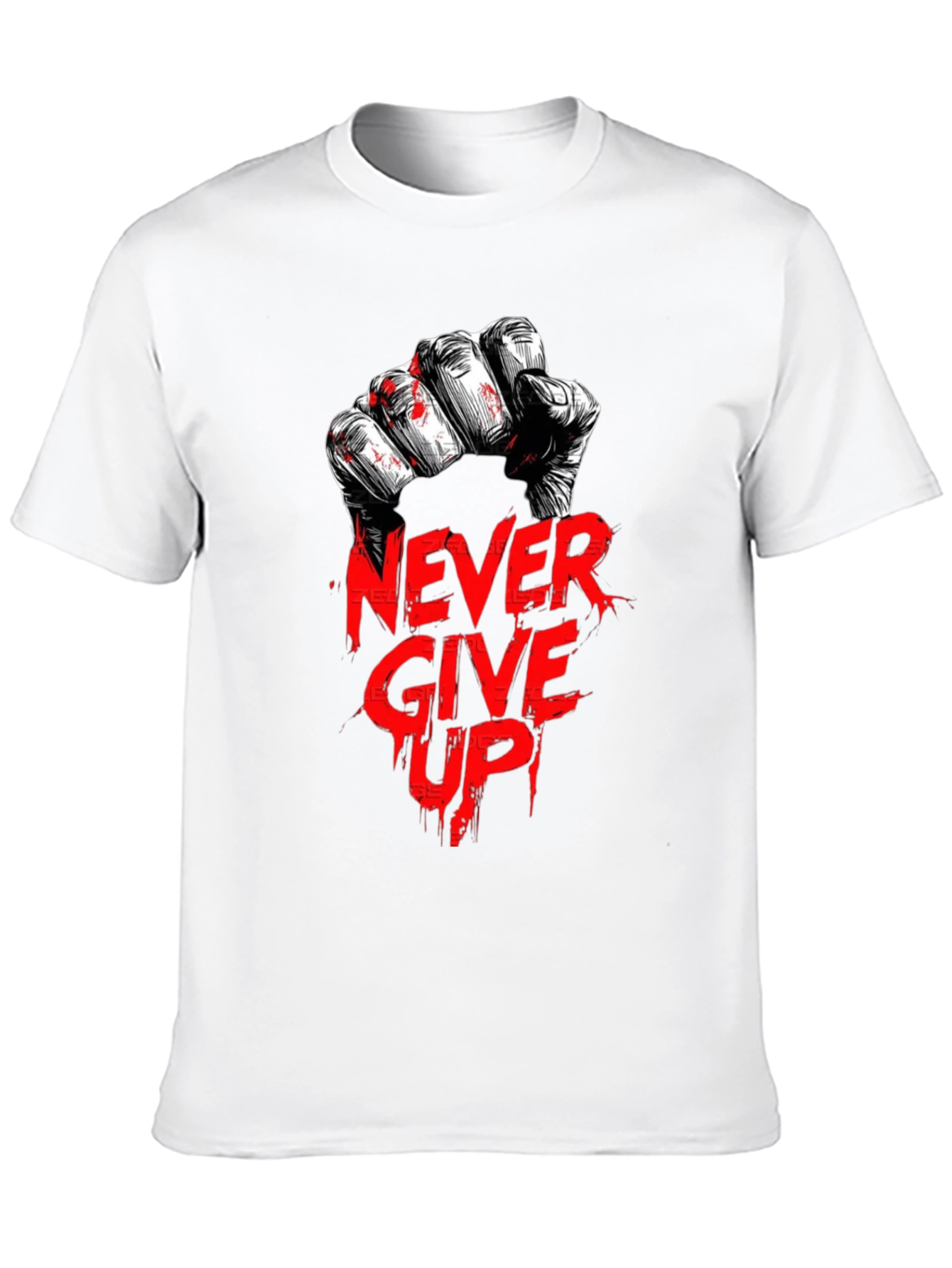 Never Give Up Graphic Print Black T-Shirt