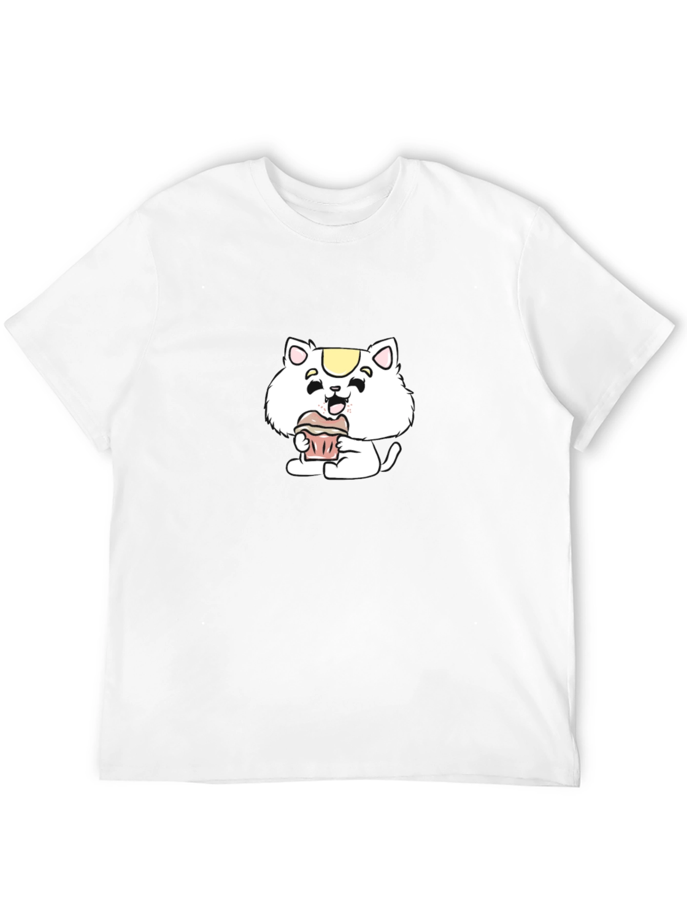 Cute Cartoon Cat Cupcake Black T-Shirt
