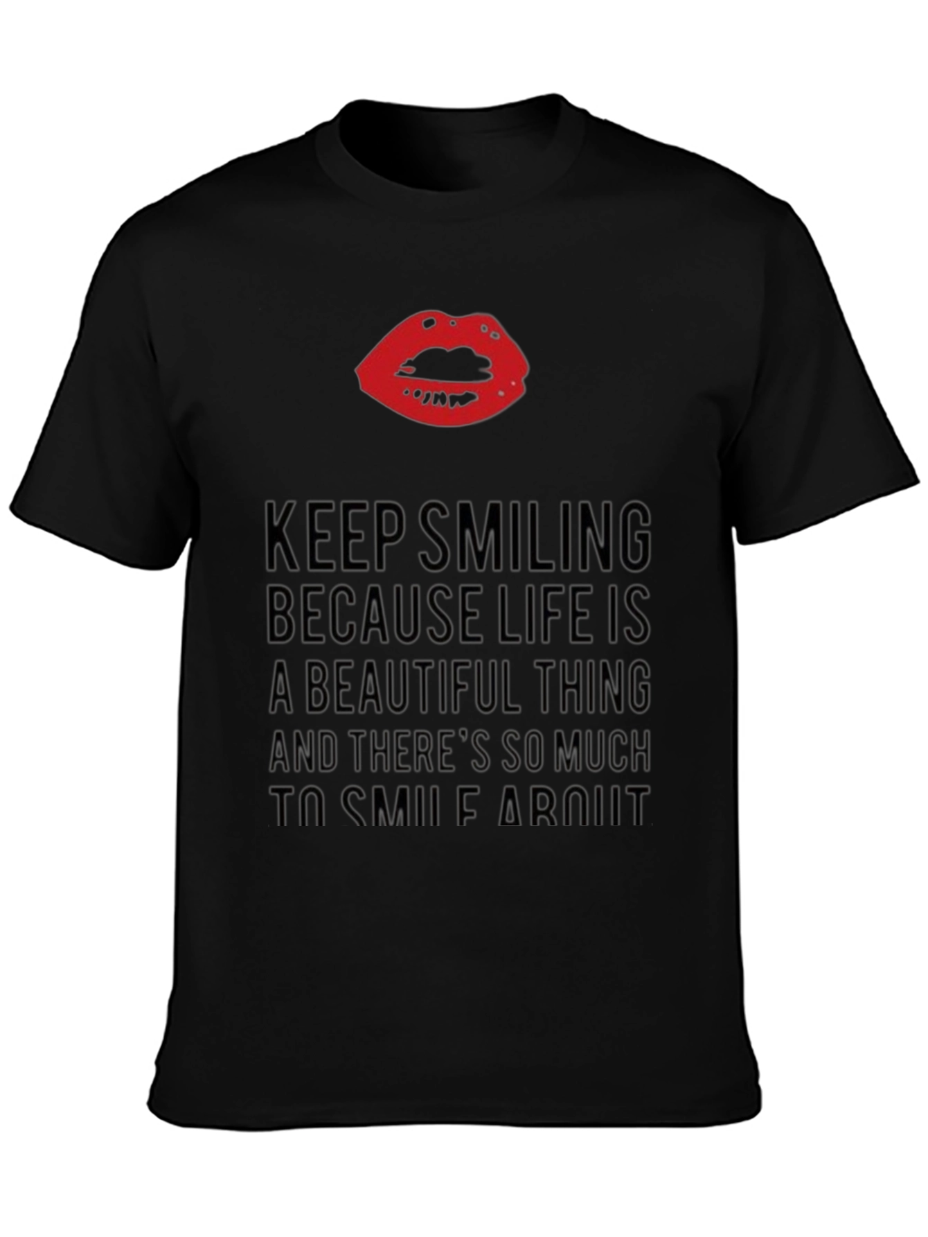 Smile More Black Graphic Tee
