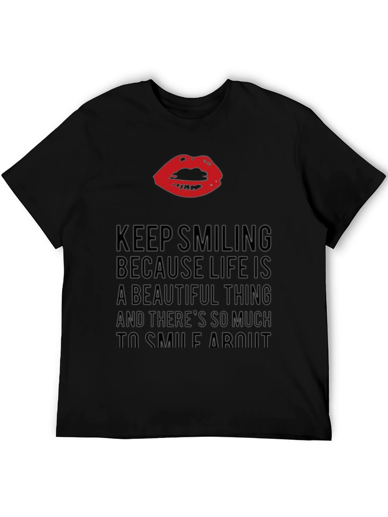 Smile More Black Graphic Tee