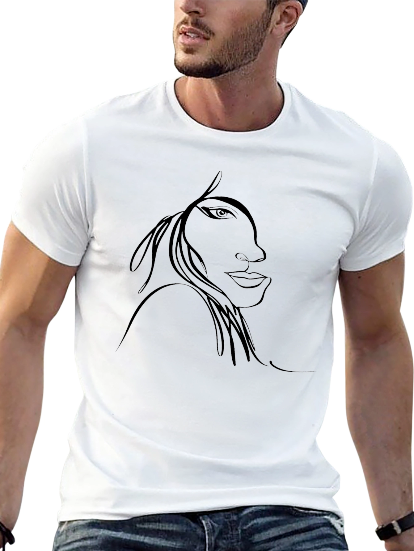 Abstract Face Graphic Tee - Modern Art Shirt