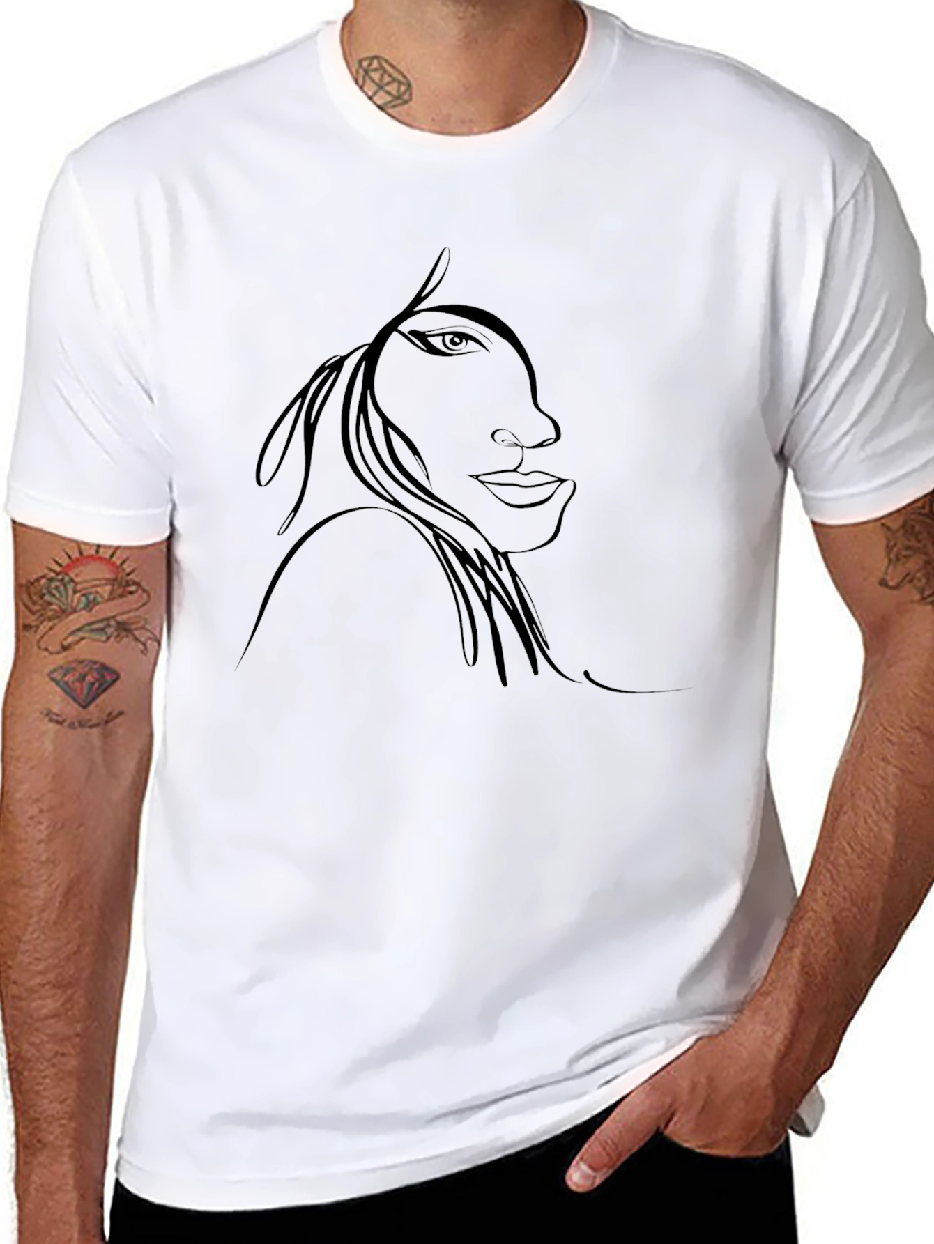 Abstract Face Graphic Tee - Modern Art Shirt