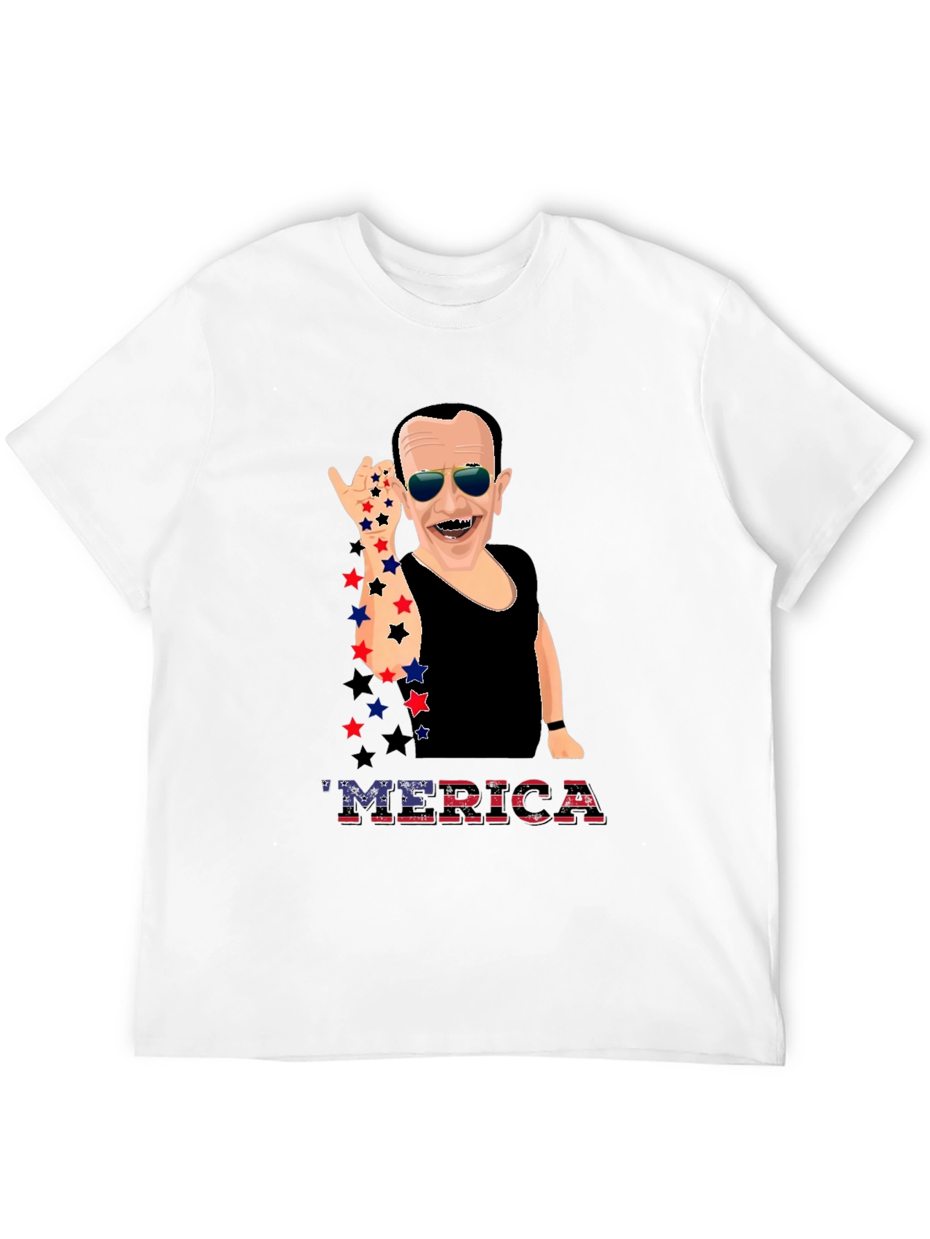 Patriotic Merica T-Shirt with Cartoon Figure