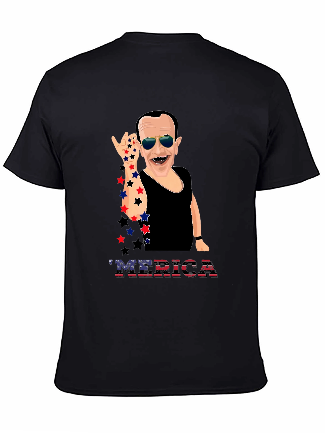 Patriotic Merica T-Shirt with Cartoon Figure
