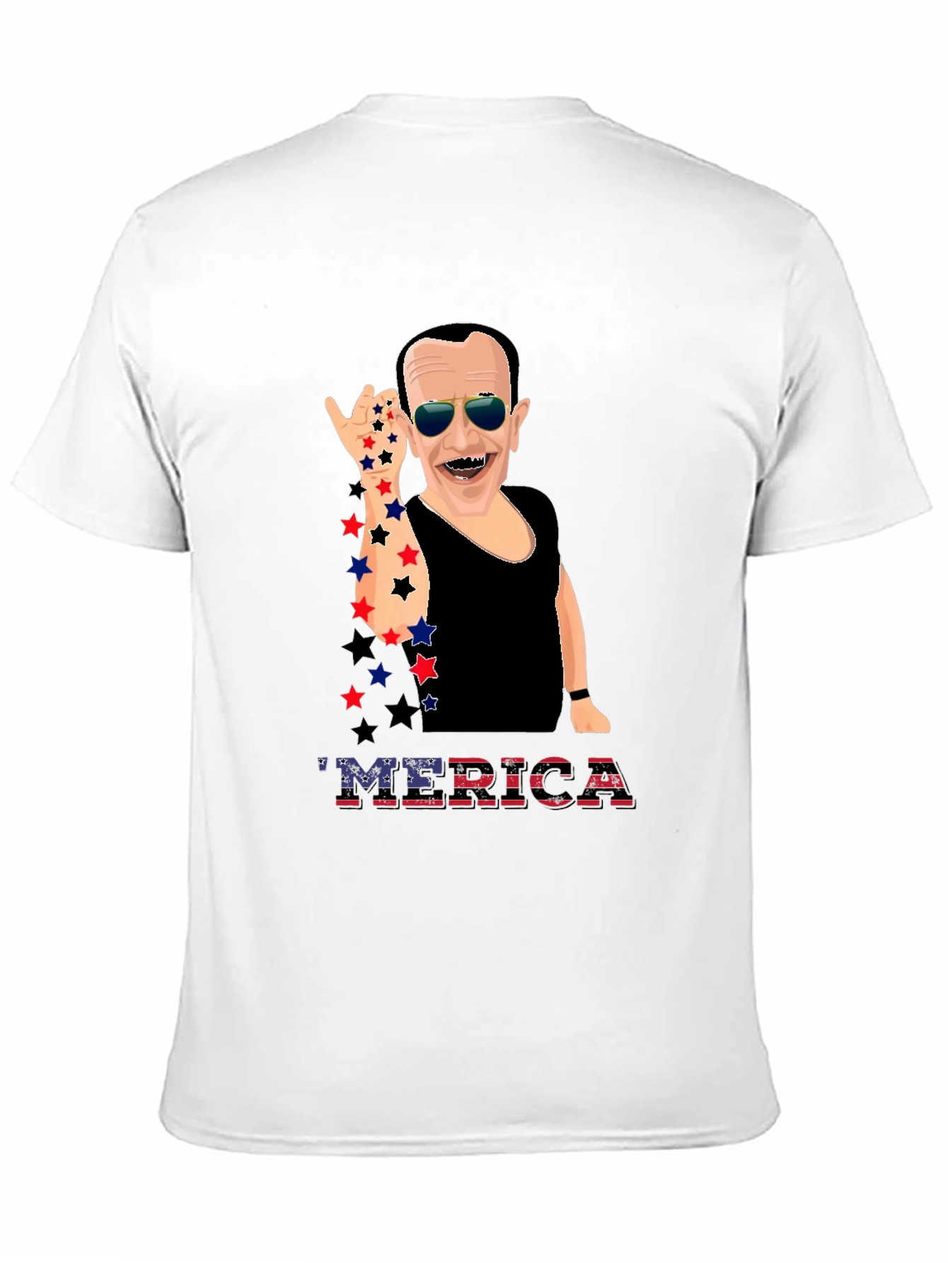 Patriotic Merica T-Shirt with Cartoon Figure