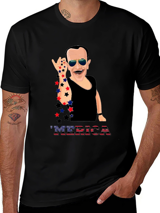 Patriotic Merica T-Shirt with Cartoon Figure