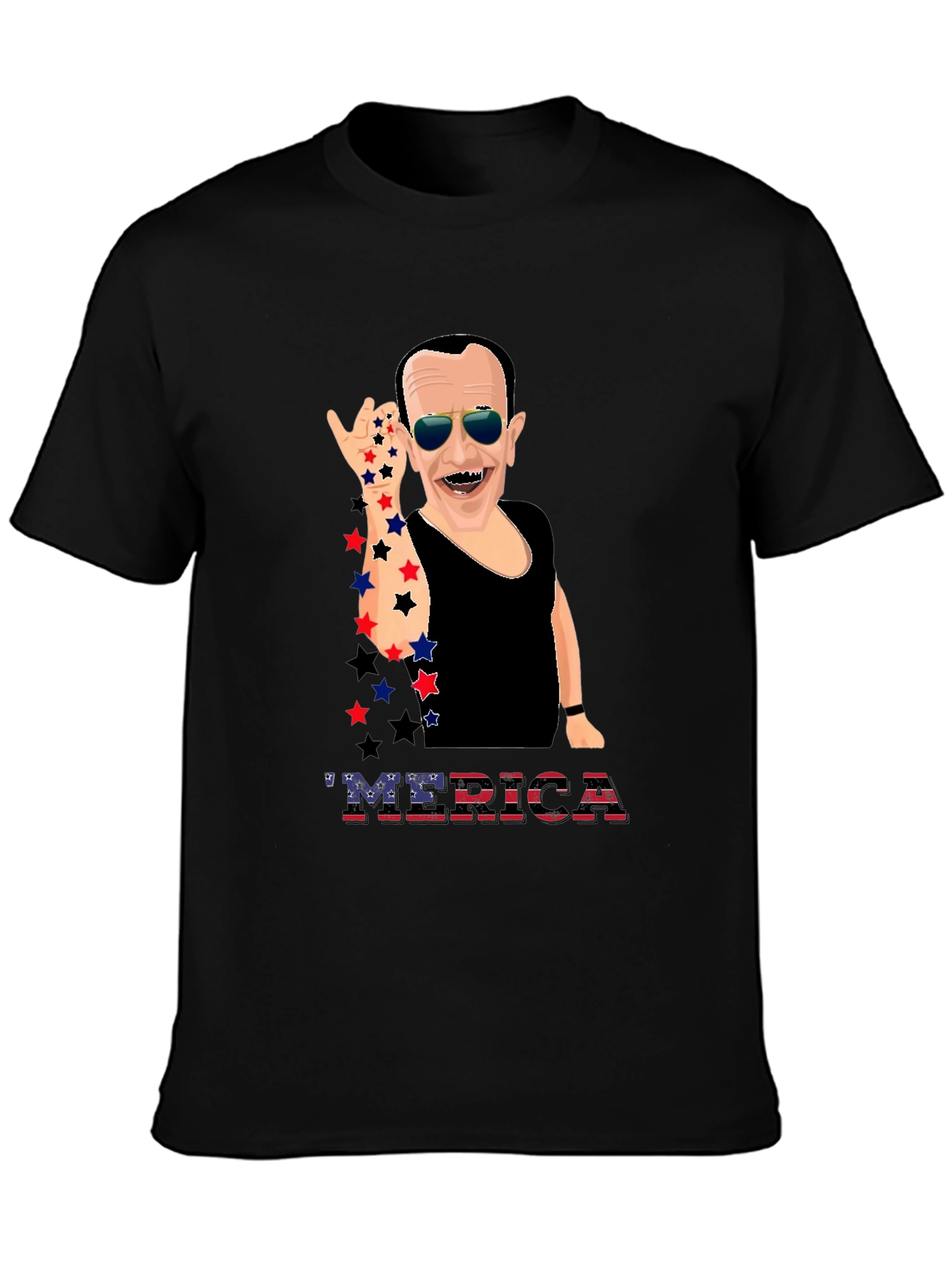 Patriotic Merica T-Shirt with Cartoon Figure
