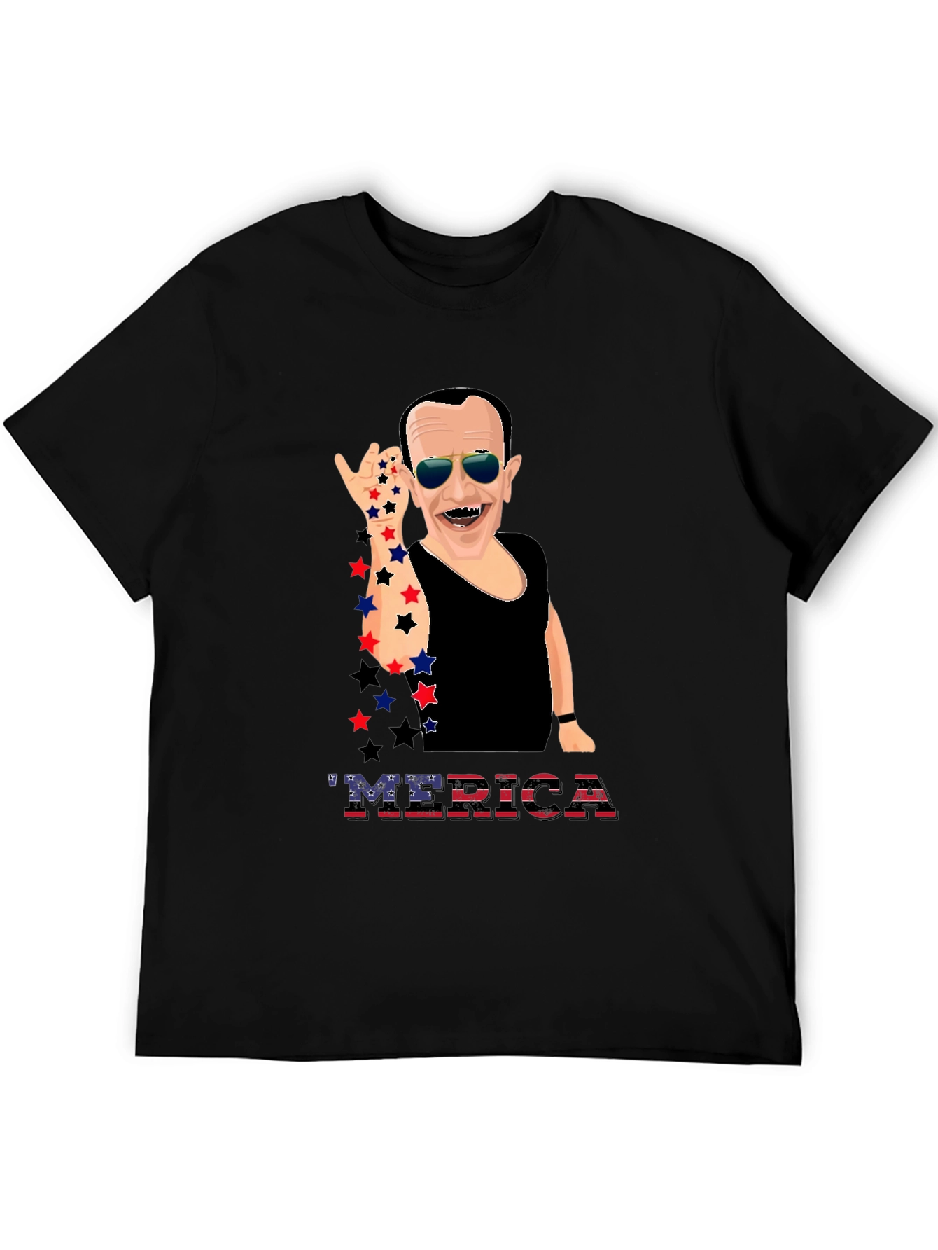 Patriotic Merica T-Shirt with Cartoon Figure
