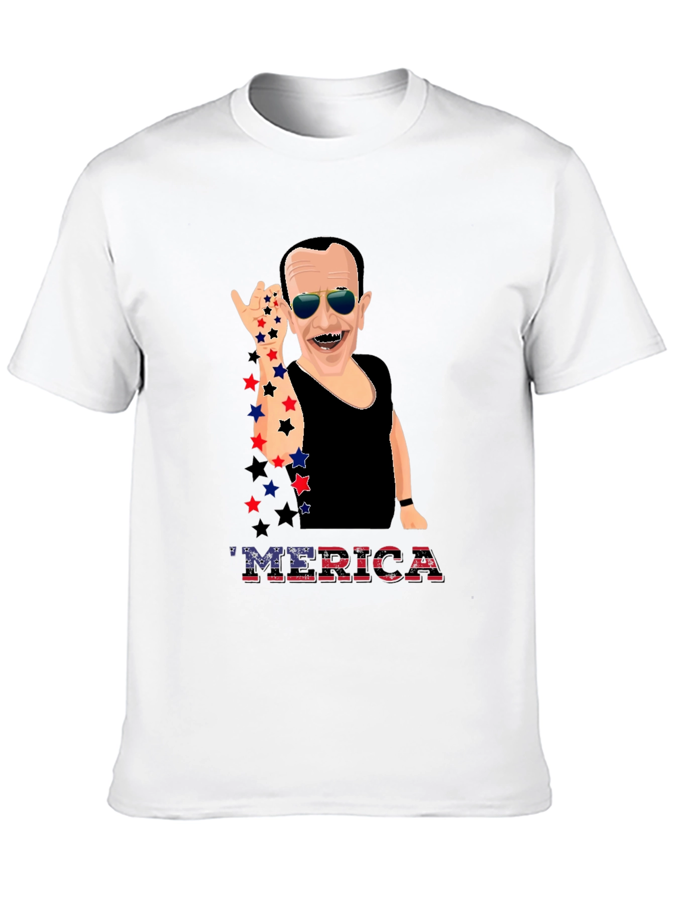 Patriotic Merica T-Shirt with Cartoon Figure