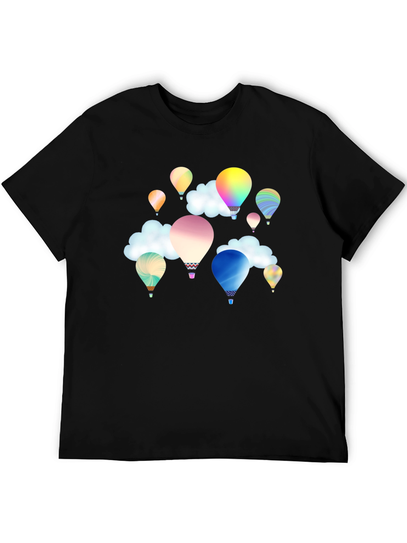 Mens Balloon Print T-Shirt - Black Casual Tee
