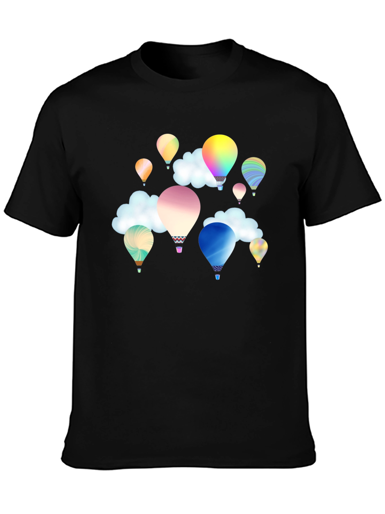 Mens Balloon Print T-Shirt - Black Casual Tee