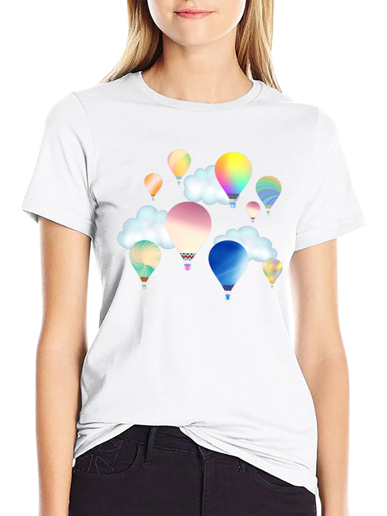 Mens Balloon Print T-Shirt - Black Casual Tee