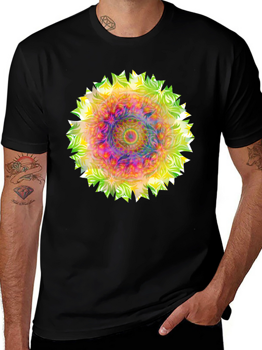 Psychedelic Mandala Graphic Tee - Black