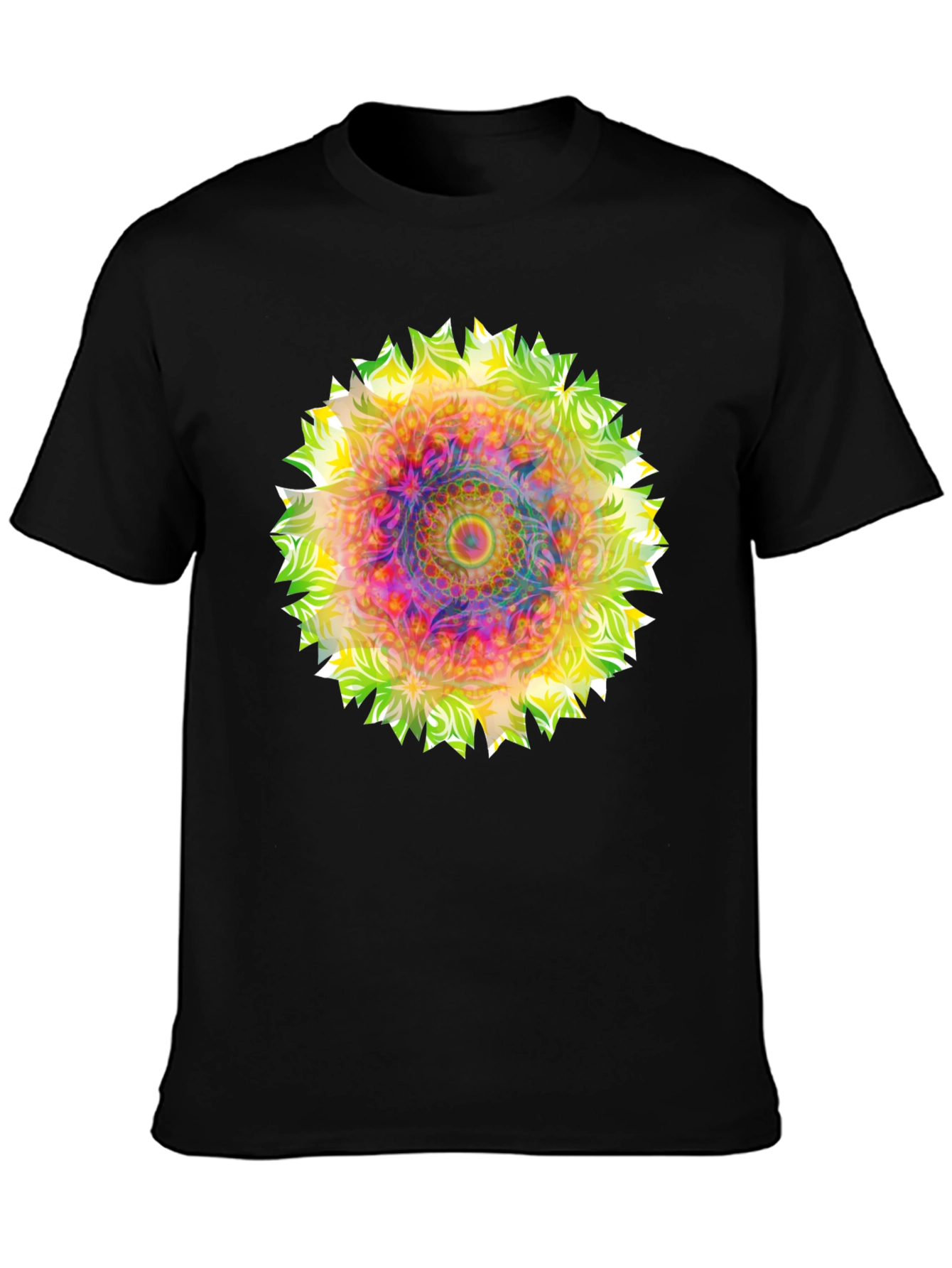 Psychedelic Mandala Graphic Tee - Black