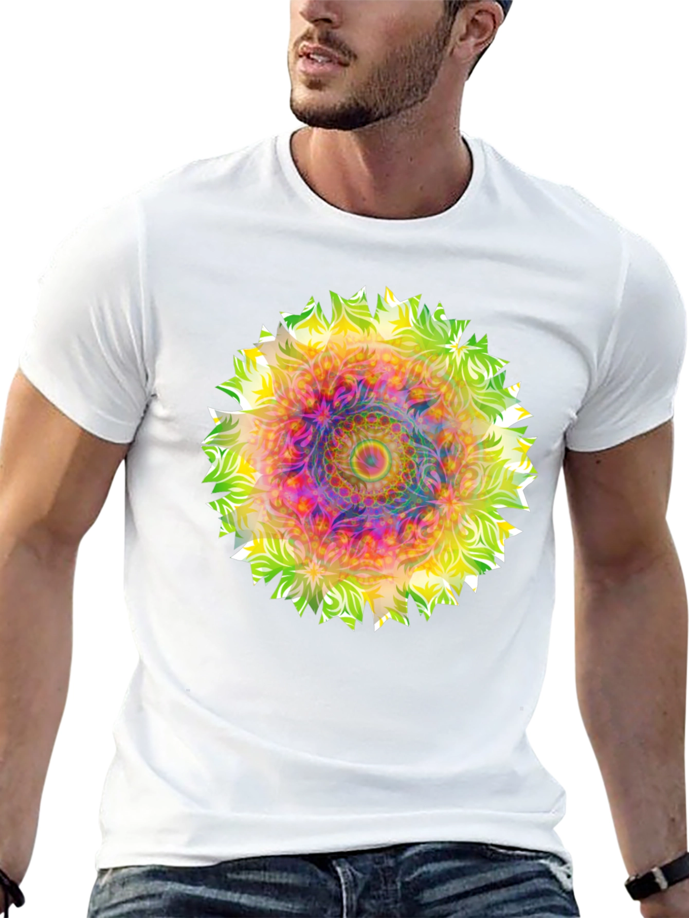 Psychedelic Mandala Graphic Tee - Black