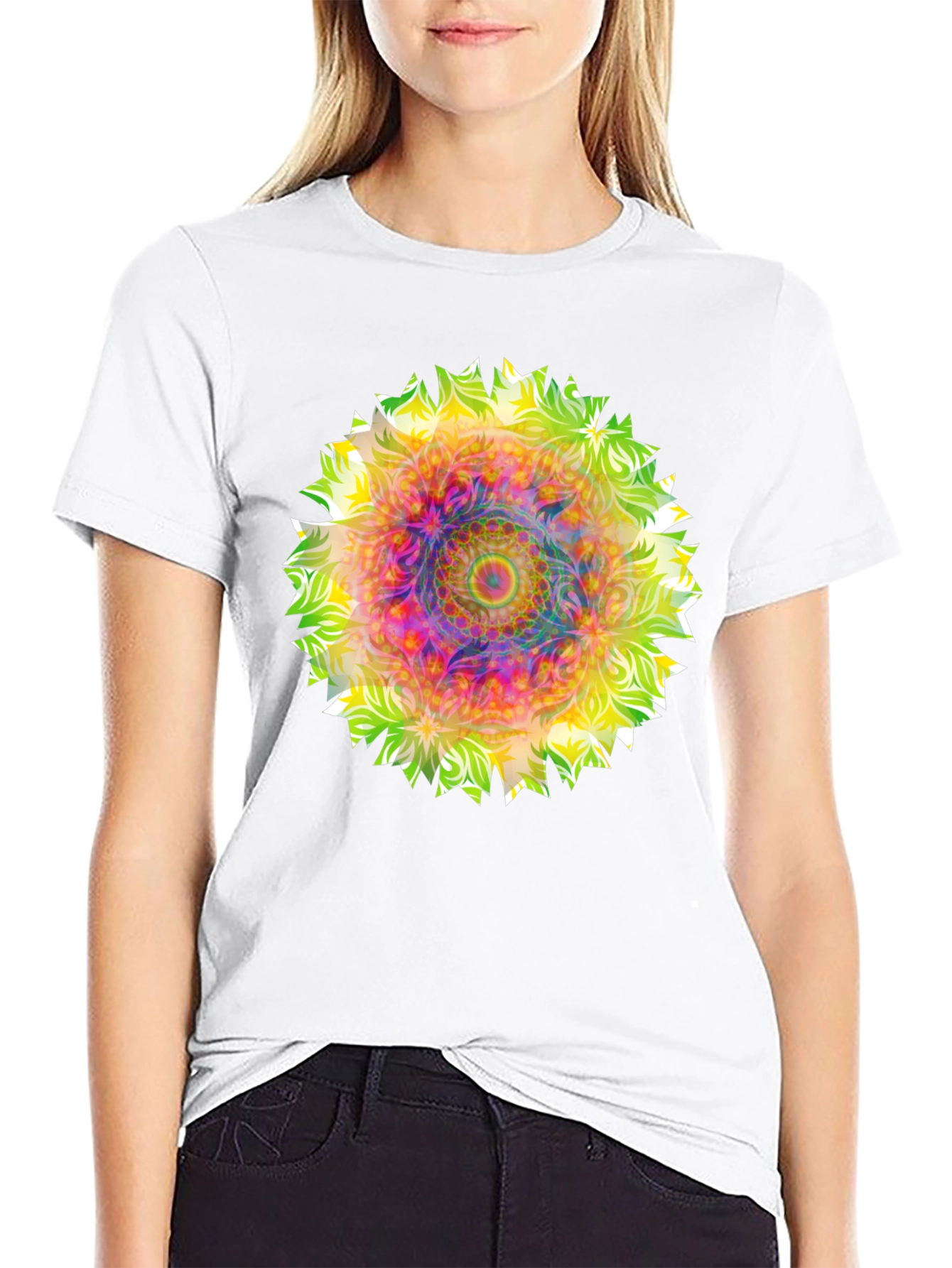 Psychedelic Mandala Graphic Tee - Black