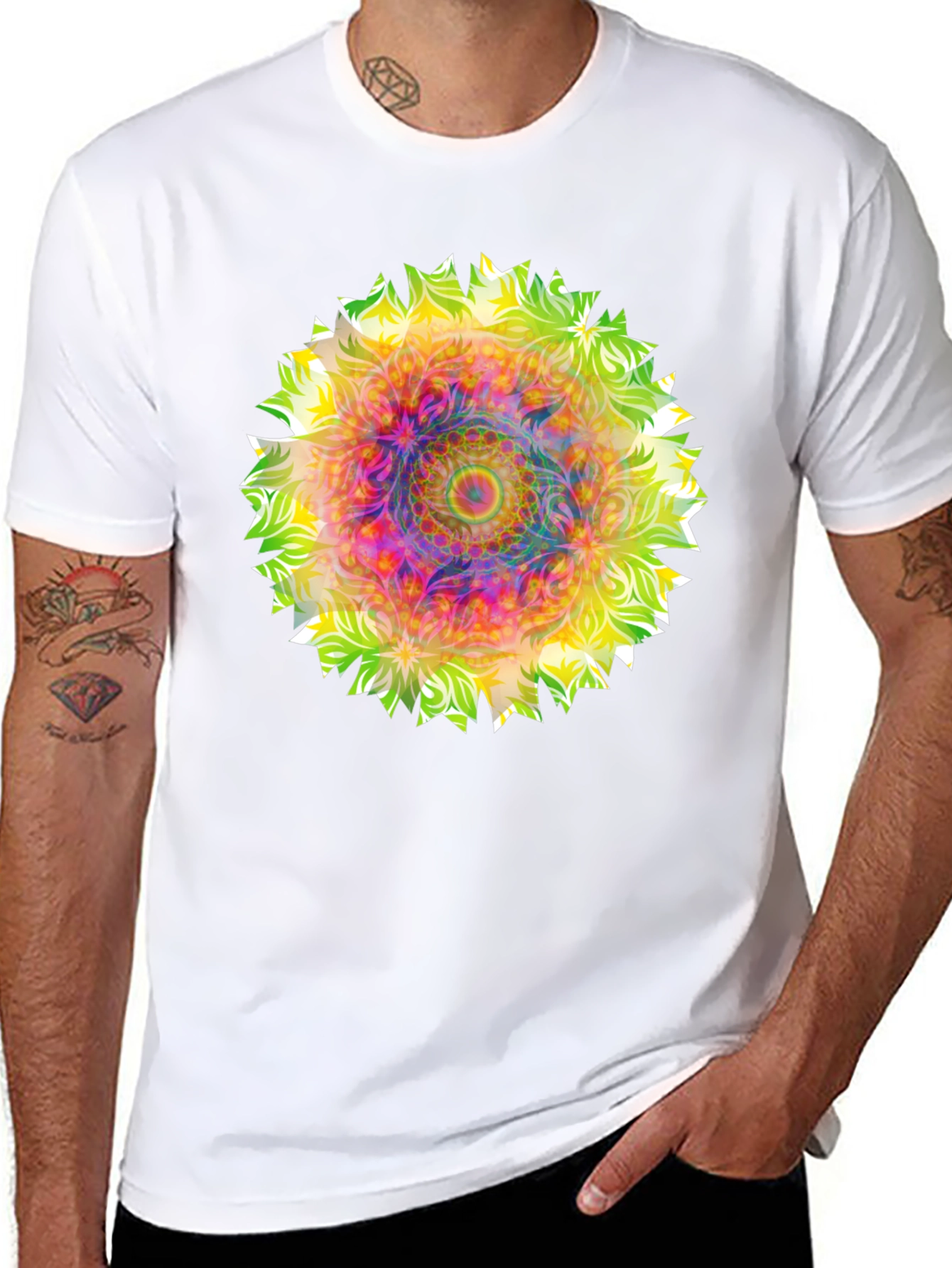 Psychedelic Mandala Graphic Tee - Black