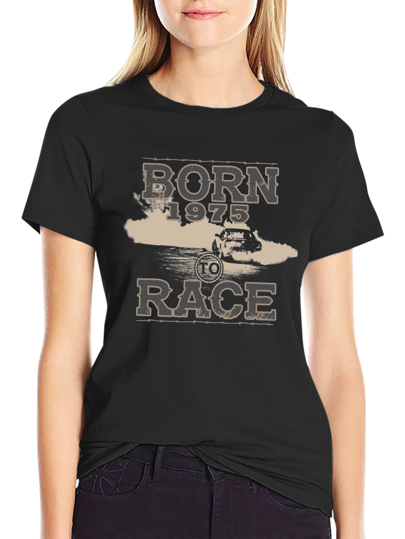 Born 1975 To Race Black T-Shirt